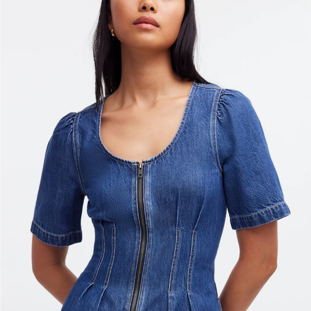 Madewell 00 Denim Darted Mini Dress in Pixie Wash